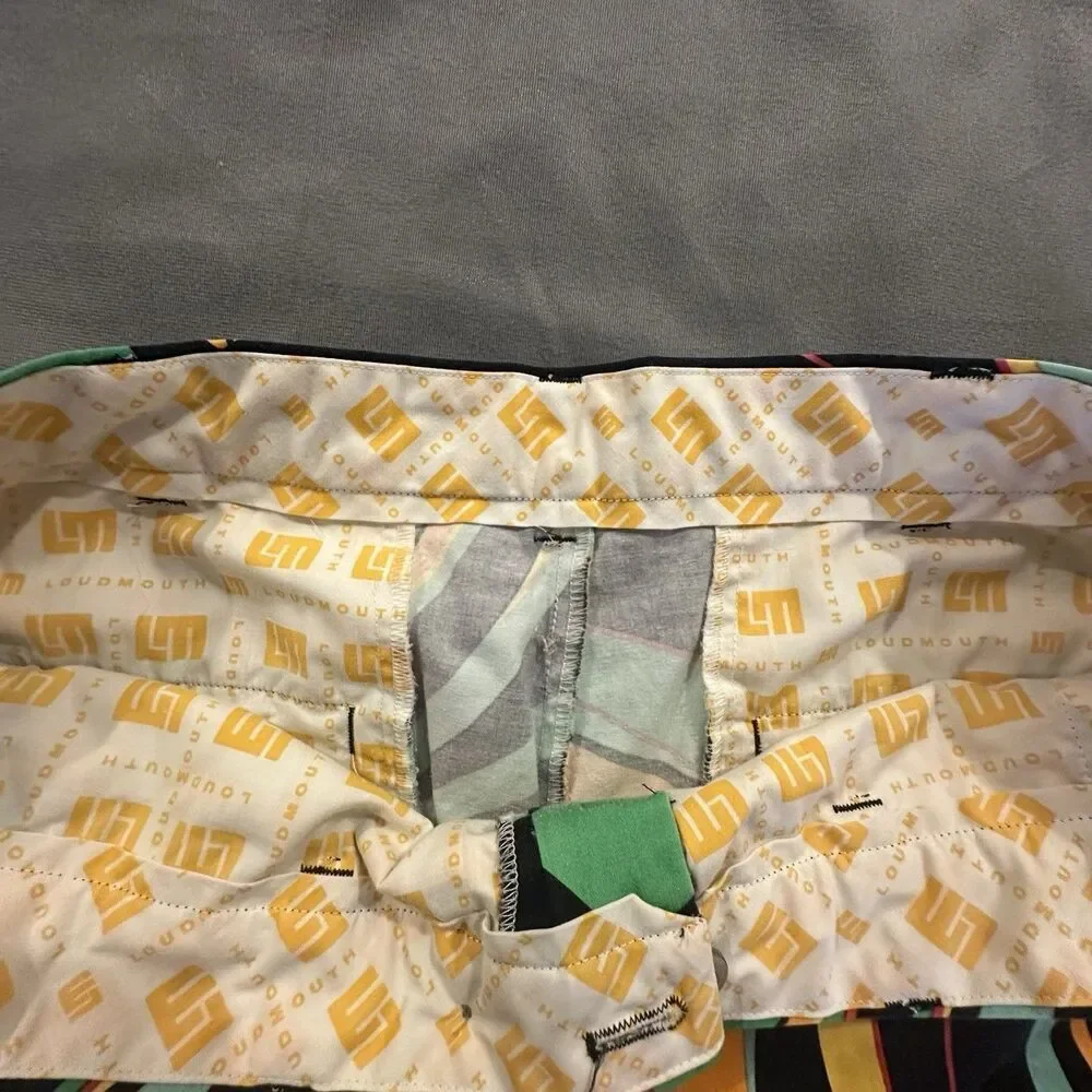 Loudmouth Golf Shorts Mens 38 Chino Orange Swirls Gone Wild Flat Front Outdoors
